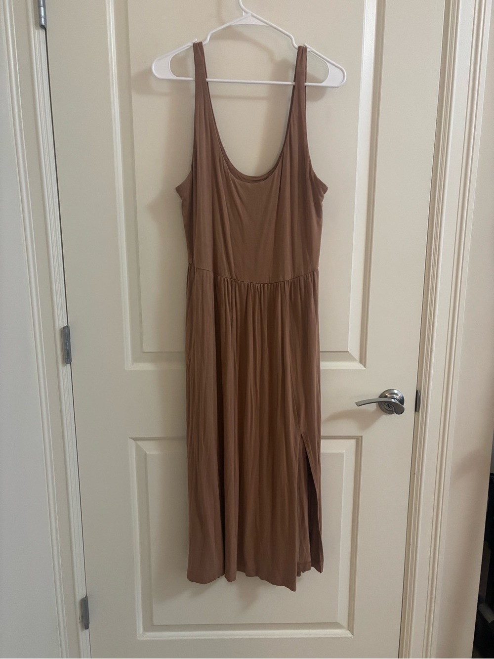 a new day Brown/ Tan Scoop Neck Midi Dress with Side Slit